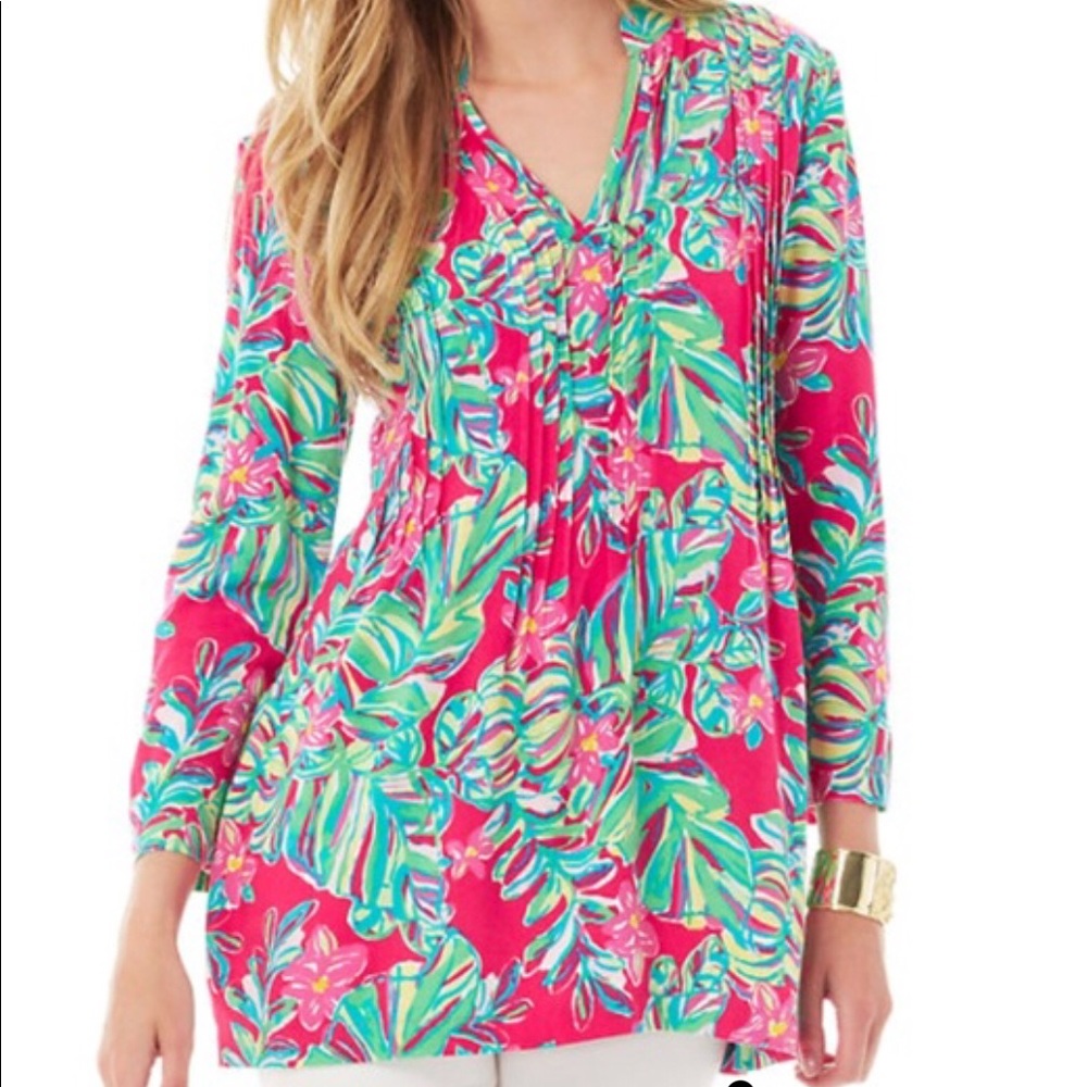 Lilly Pulitzer Tunic in Pink Palm Print